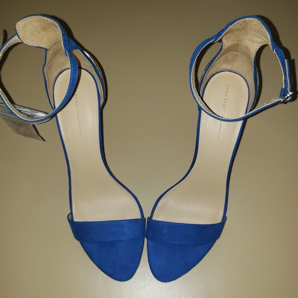 SOLD Zara Blue Suede Gold Medal Sandals - Picture 4 of 4